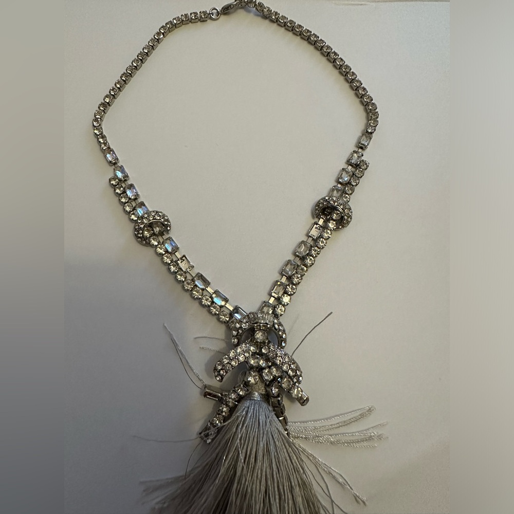 Fun necklace by Free People! Silver tassel with rhinestones. Excellent condition